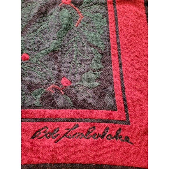 Bob Timberlake Holiday Red Cardinal Tapestry Throw Blanket 48x65 Vtg USA Navy - Picture 2 of 7